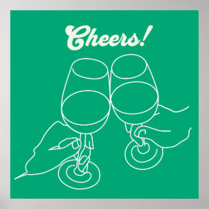 Modern Line Art Cheers Bar Poster