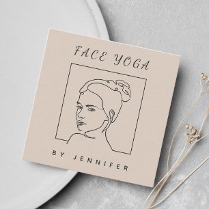 Modern Line Art Face Yoga Portrait Social Media Square Business Card