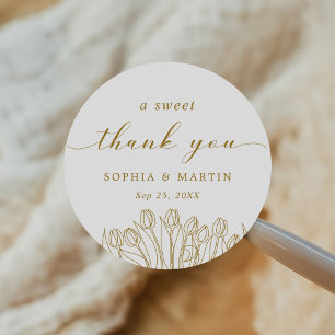 Modern Line Art Floral Wedding Classic Round Sticker