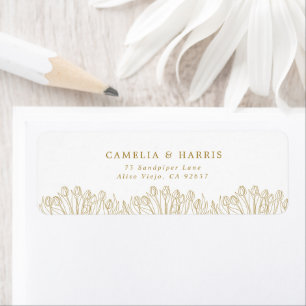 Modern Line Art Floral Wedding Return Address