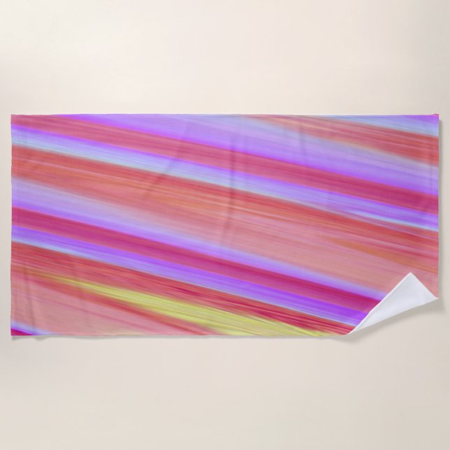 Modern Line Art Mostly Pink Smudged  Beach Towel (Front)