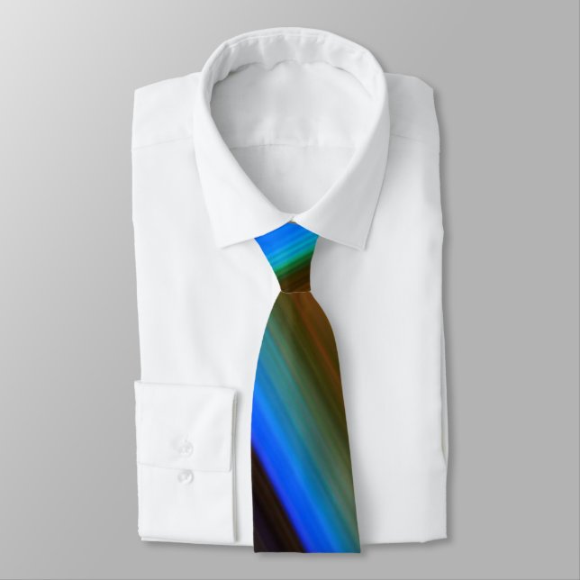 Modern Line Art Peacock Feather Colours Tie (Tied)