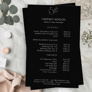 Modern, Line Art, Woman, Leafy, Salon, Pricelist Flyer