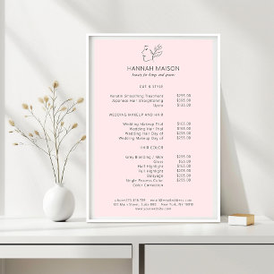 Modern, Line Art, Woman, Leafy, Salon, Pricelist Poster