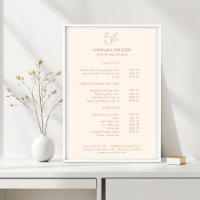 Modern, Line Art, Woman, Leafy, Salon, Pricelist