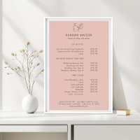 Modern, Line Art, Woman, Leafy, Salon, Pricelist