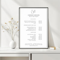 Modern, Line Art, Woman, Leafy, Salon, Pricelist