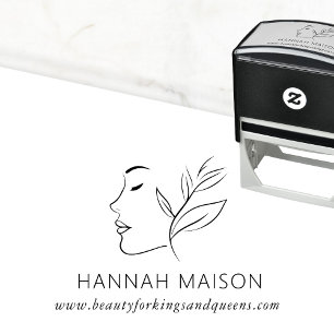Modern, Line Art, Woman, Leafy, Salon, Self-inking Stamp