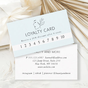 Modern, Line Art, Woman, Light-Blue, Salon, Peach Business Card