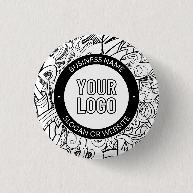 Modern Line Artwork & Your Logo w/Editable Text 3 Cm Round Badge (Front)