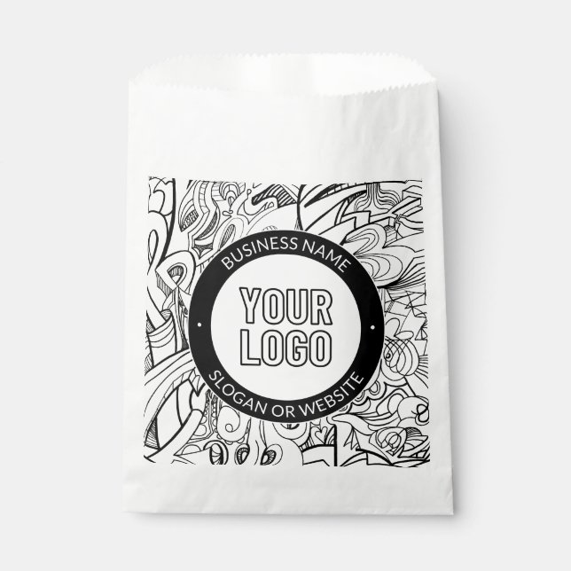 Modern Line Artwork & Your Logo w/Editable Text Favour Bags (Front)