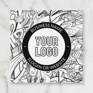 Modern Line Artwork & Your Logo w/Editable Text Favour Tags