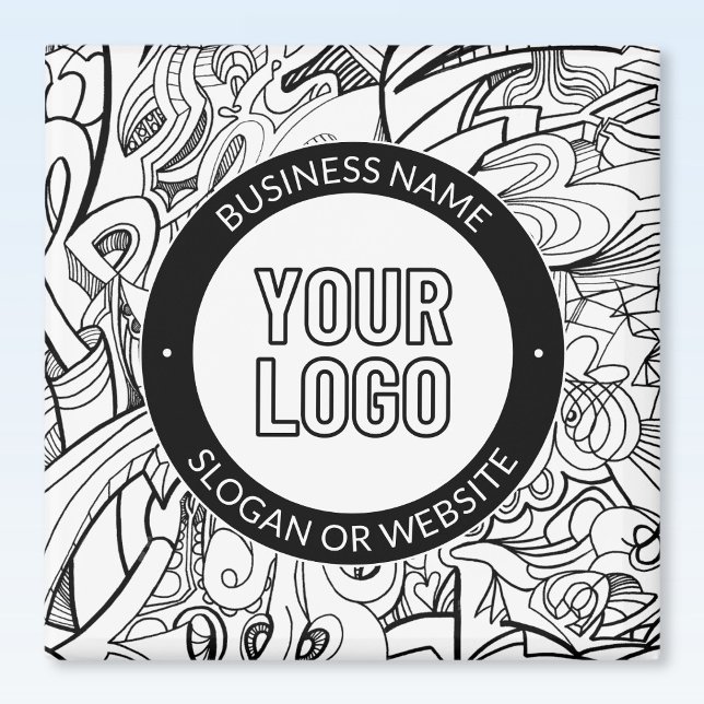Modern Line Artwork & Your Logo w/Editable Text Magnet (Creator Uploaded)