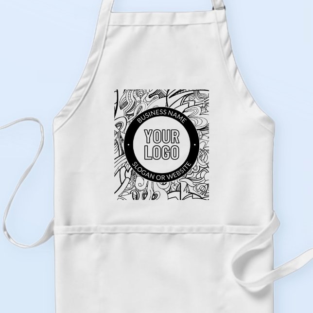 Modern Line Artwork & Your Logo w/Editable Text Standard Apron (Creator Uploaded)