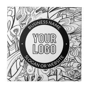 Modern Line Artwork & Your Logo w/Editable Text Tile