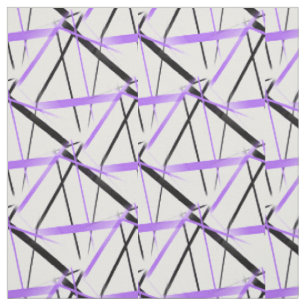 Modern Line Cool Geometry White Black Blue-Lilac Fabric