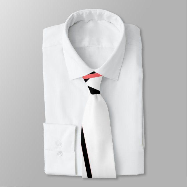Modern Line Cool Geometry White Black Rose-Pink Tie (Tied)