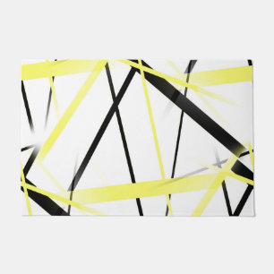Modern Line Cool Geometry White Black Yellow Doormat