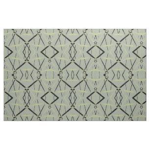 Modern Line Cool Geometry White Black Yellow Fabric