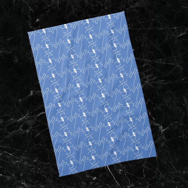 Modern Line Drawing Dog Blue White Kitchen Towels (Creator Uploaded)