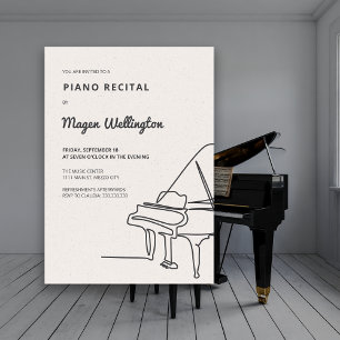 Modern Line Drawing Grand Piano Recital Invitation