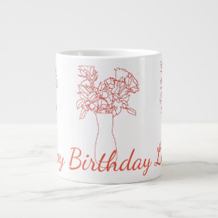 Modern Line Flower Original Flower Illustration Large Coffee Mug