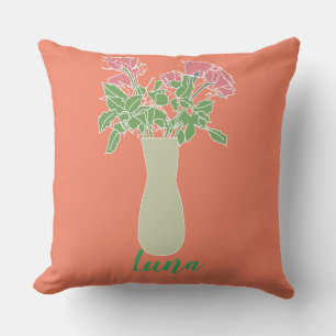 Modern Line Original Flower Illustration Cushion