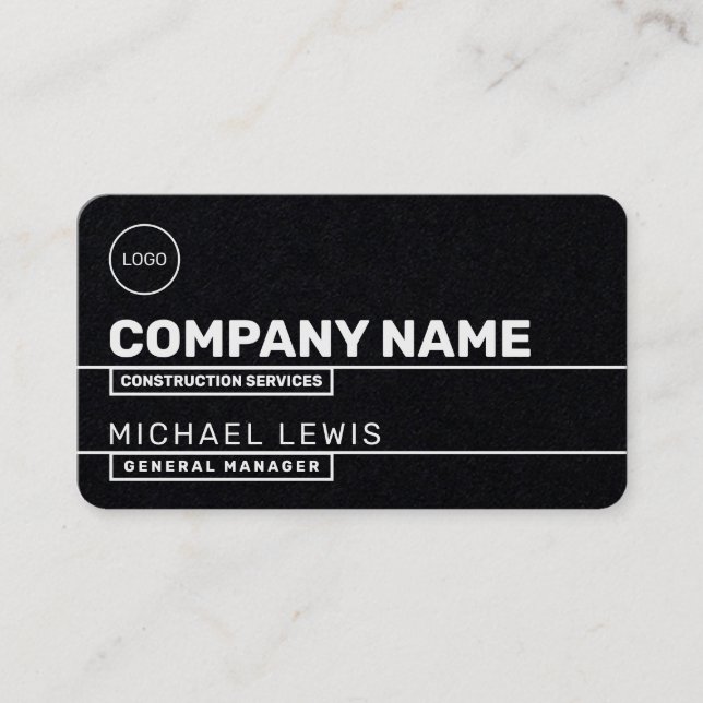 Modern line sections black business card (Front)
