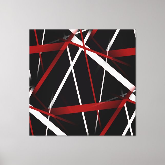 Modern Line Urban Geometry Black White Red Canvas Print (Front)