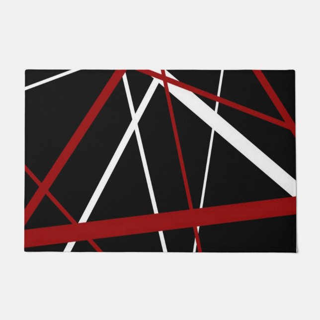 Modern Line Urban Geometry Black White Red Doormat (Front)