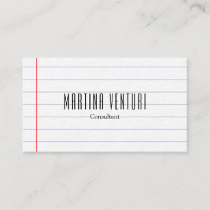 Modern Lined Paper Professional Plain Black White Business Card