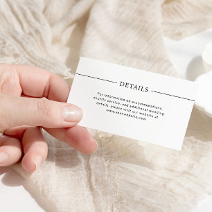 Modern Lines Black and White Wedding Details Enclosure Card