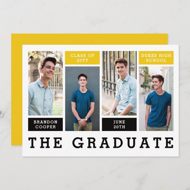 Modern Lines Graduation Announcement (Front/Back)