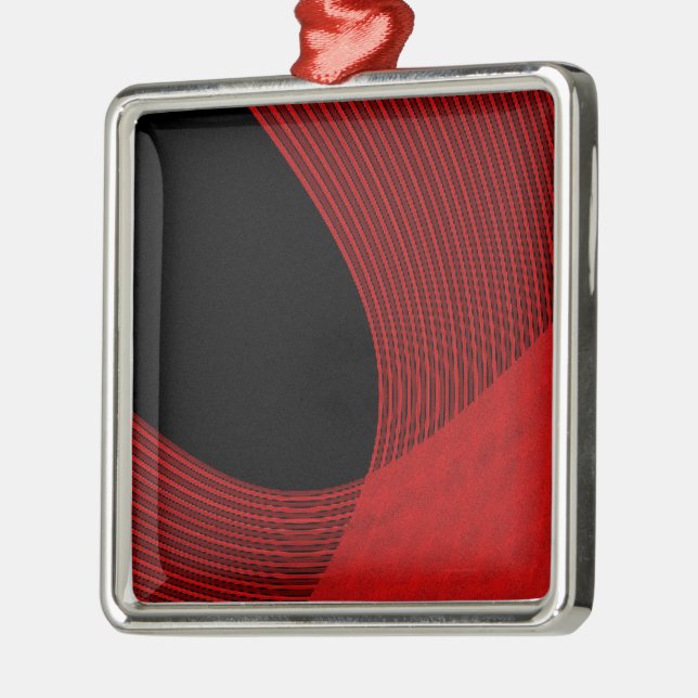 Modern Lines Red and Black Metal Tree Decoration (Left)