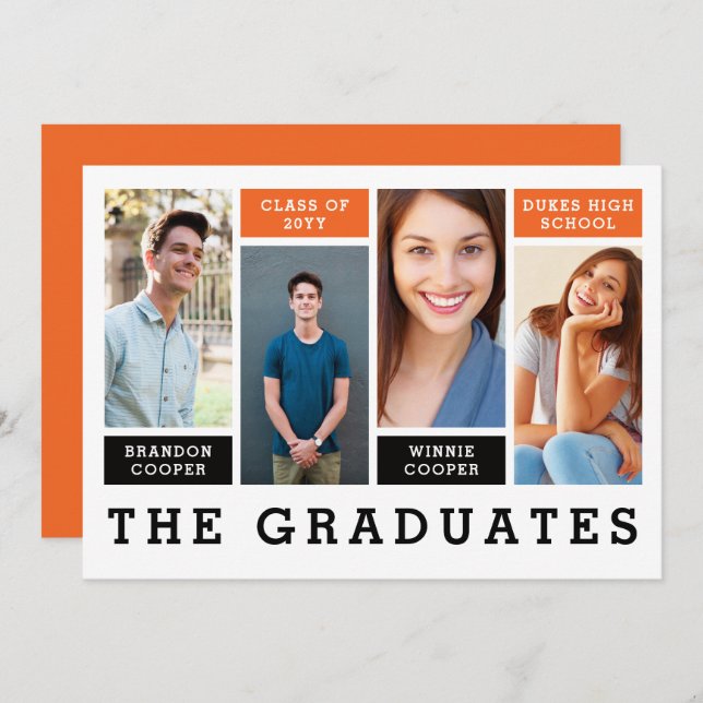 Modern Lines Sibling Graduation Announcement (Front/Back)