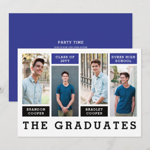 Modern Lines Siblings Graduation Announcement