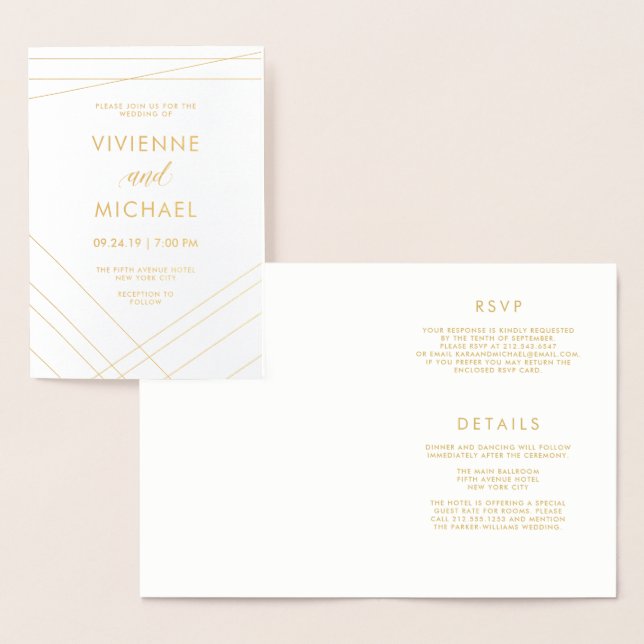 Modern Lines | Wedding Gold Foil Invitation (Display)