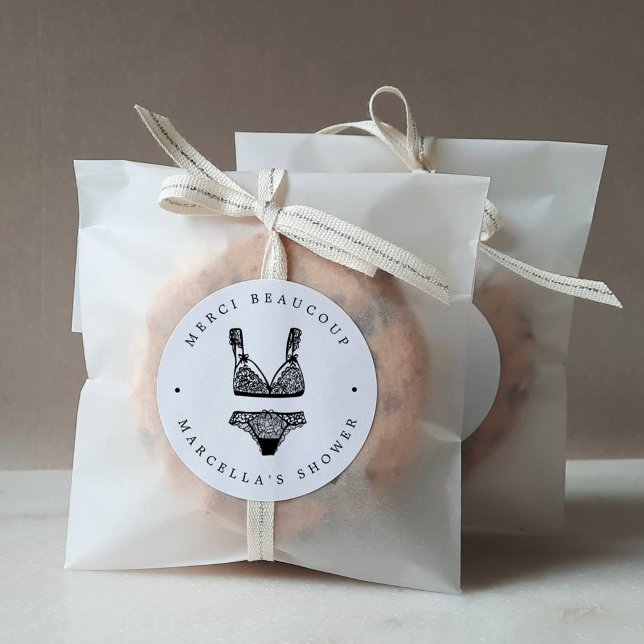 Modern Lingerie Shower Thank You Classic Round Sticker (Creator Uploaded)