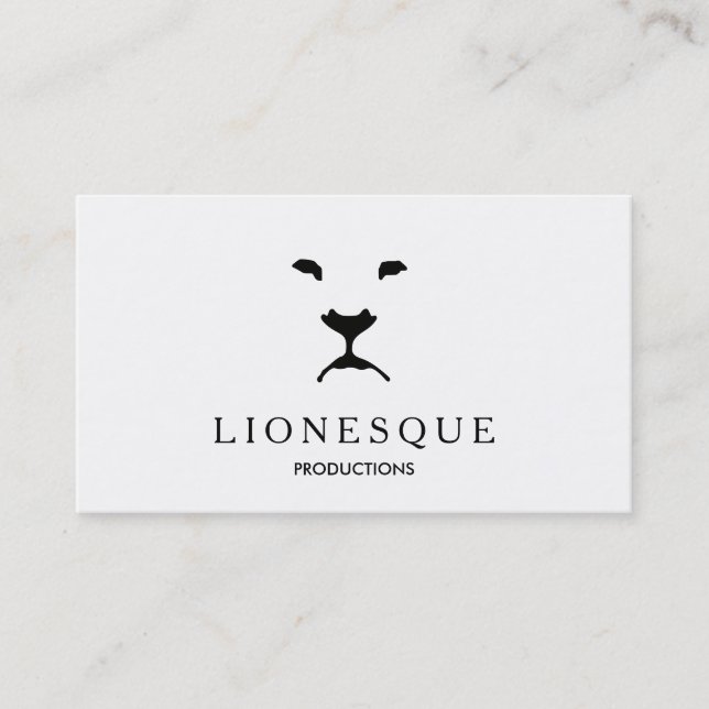 Modern Lion Logo Video and Film Production White Business Card (Front)
