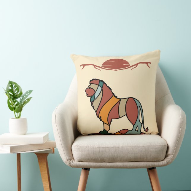 Modern Lion Wildlife Decorative Art Cushion (Chair)