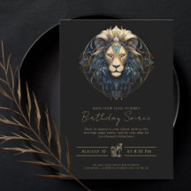 Modern Lion Zodiac Symbol Black Gold Sun Sign Leo