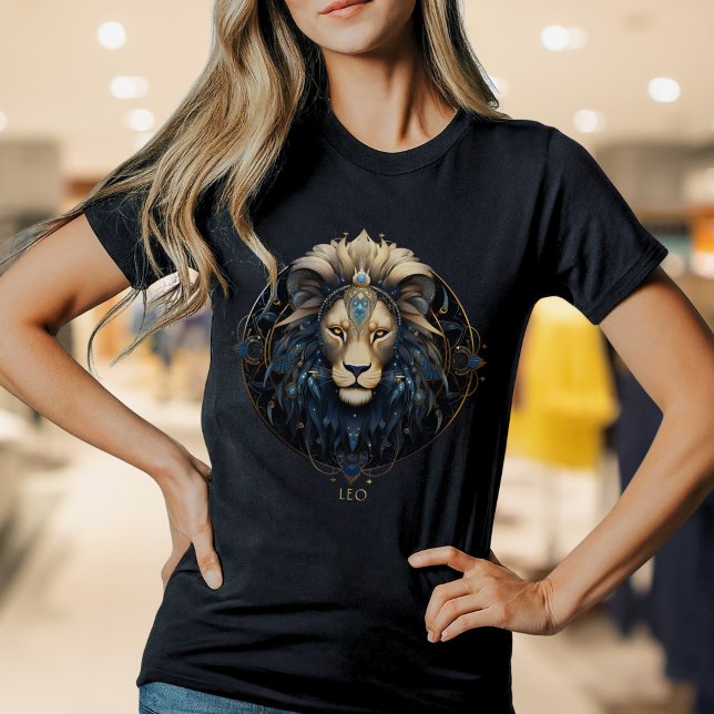 Modern Lion Zodiac Symbol Sun Sign Leo Womens T-Shirt (Creator Uploaded)
