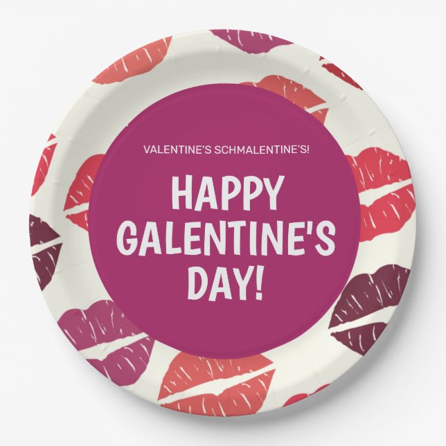 Modern Lipstick Galentine's Day Paper plates (Front)