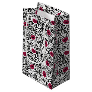Modern Lipstick Lips B&W Pattern Small Gift Bag