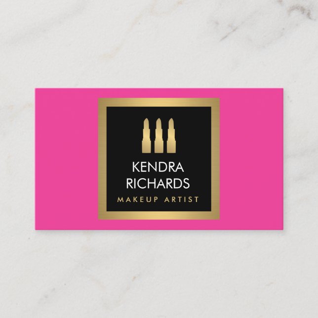 Modern Lipstick Trio Makeup Artist Business Card (Front)