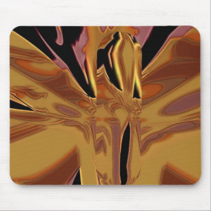 Modern Liquid Gold & Bronze Abstract Mouse Pad
