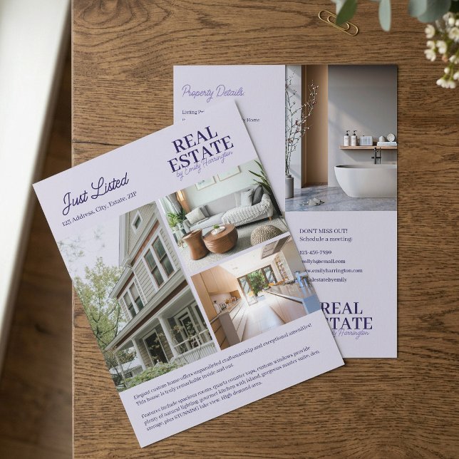 Modern Listing Lavender Real Estate Agent Flyer (Creator Uploaded)