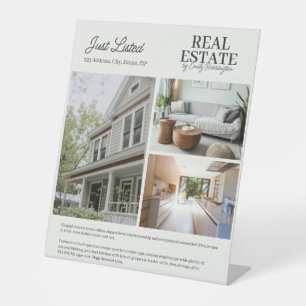 Modern Listing Neutral Real Estate Agent Pedestal Sign