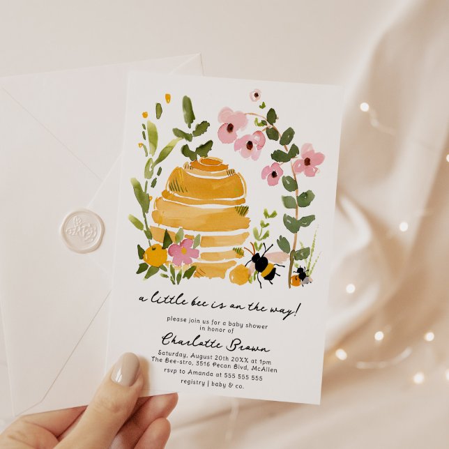 Modern Little Bee Baby Shower Invitation (Creator Uploaded)