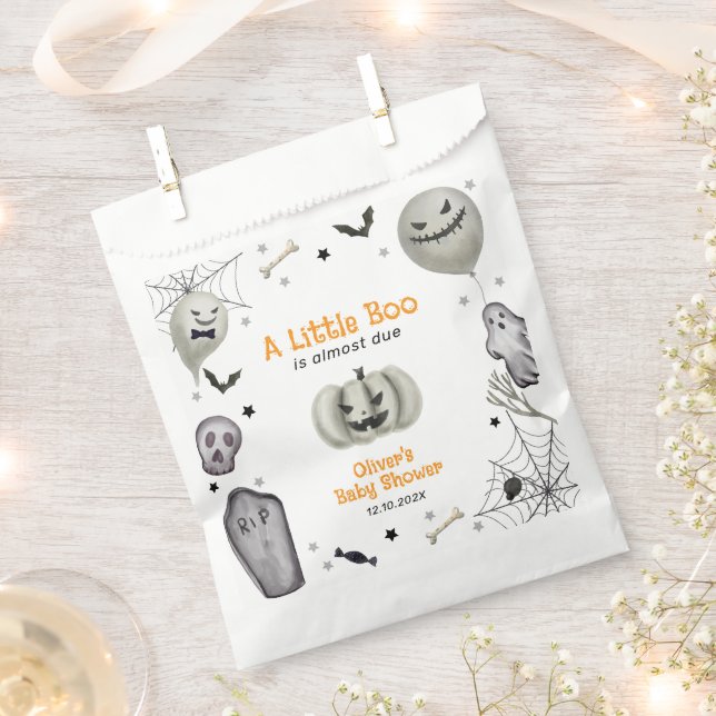 Modern Little Boo Ghost Boy Baby Shower  Favour Bags (Clipped)